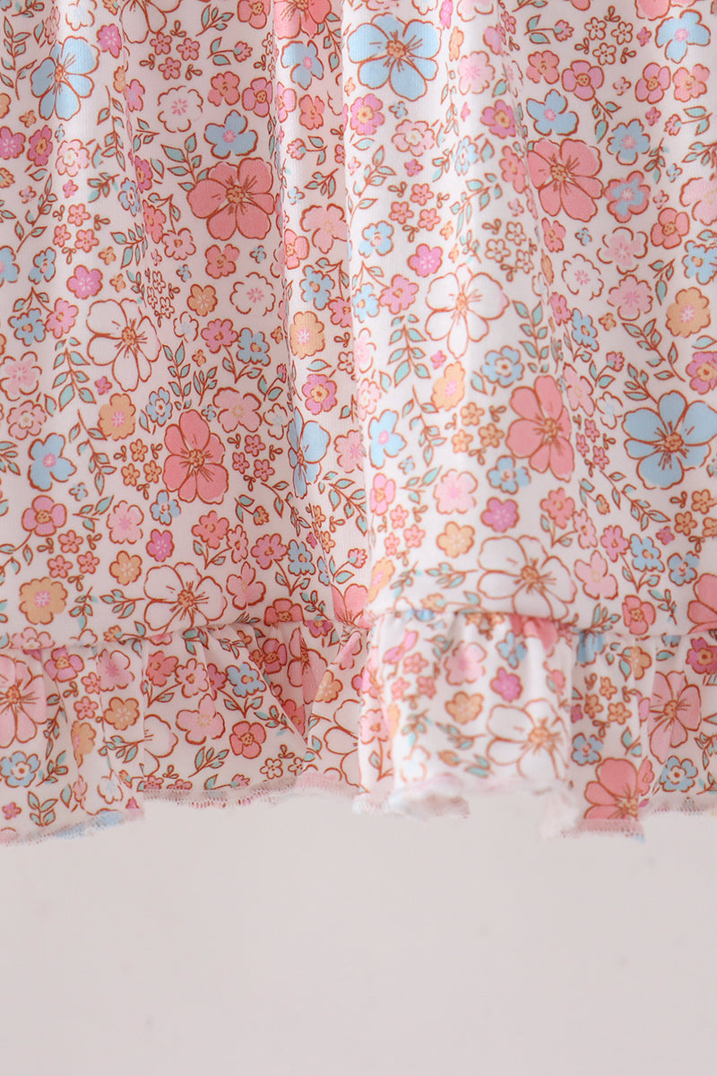 Pink Pumpkin Floral Embroidery Bloomer Set