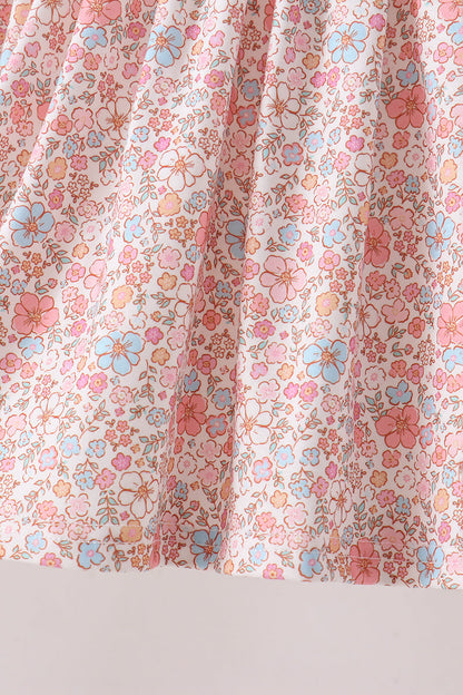 Pink Pumpkin Floral Embroidery Shorts Set