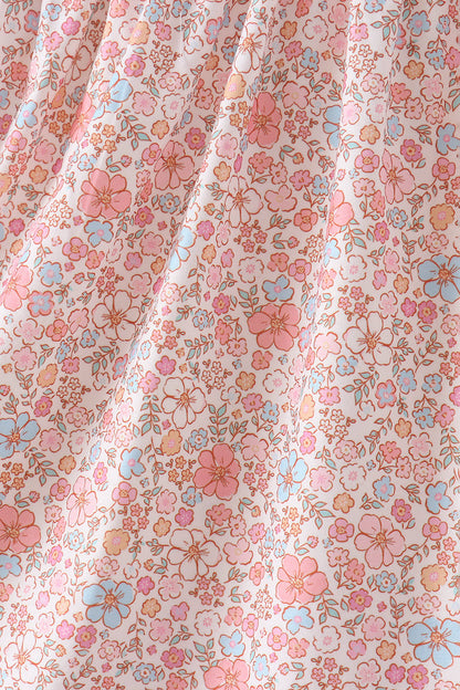 Pink Pumpkin Floral Embroidery Dress