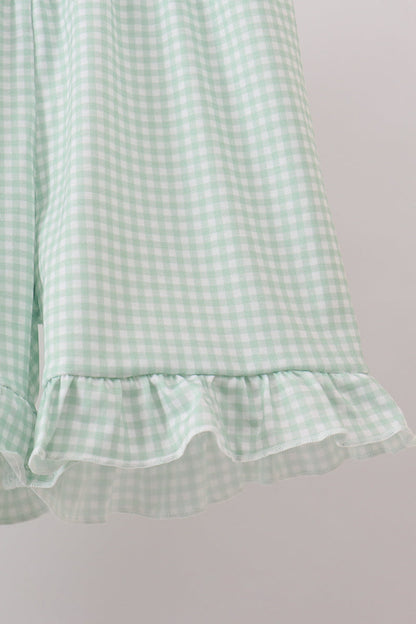 Sage Pumpkin Embroidered Ruffle Shorts Set
