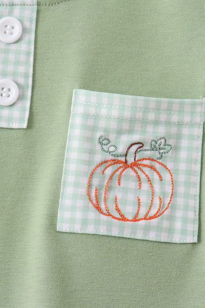 Sage Pumpkin Embroidered Shorts Set