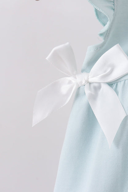 Light blue character embroidery ruffle bubble