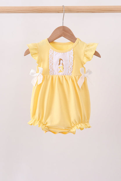 Mustard character embroidery ruffle bubble