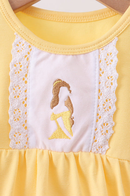 Mustard character embroidery ruffle bubble