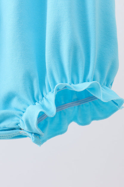 Blue character embroidery ruffle bubble