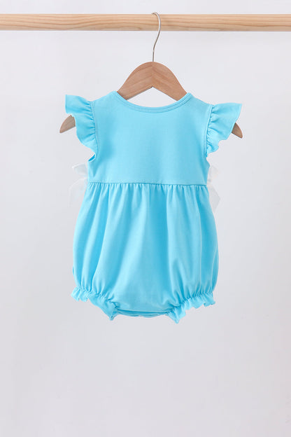 Blue character embroidery ruffle bubble