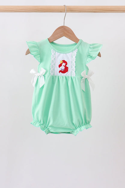 Green character embroidery ruffle bubble
