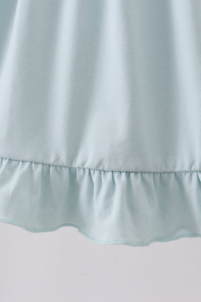 Light blue character embroidery ruffle dress