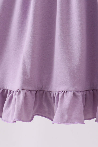 Purple character embroidery ruffle dress