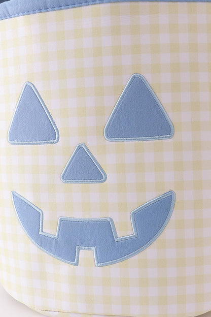 Yellow Pumpkin Applique Gingham Basket