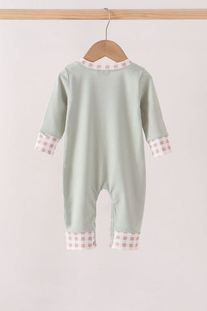 Sage hunting embroidery romper