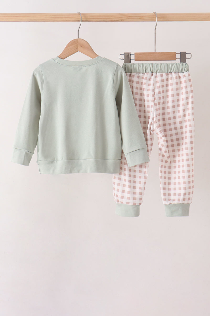 Sage hunting embroidery Pants set