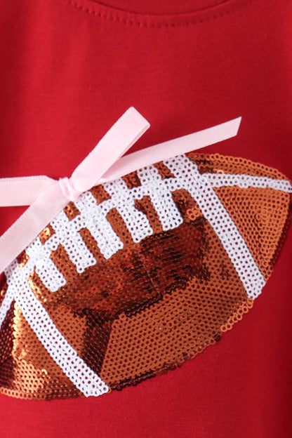 Maroon football bow sequin bubble