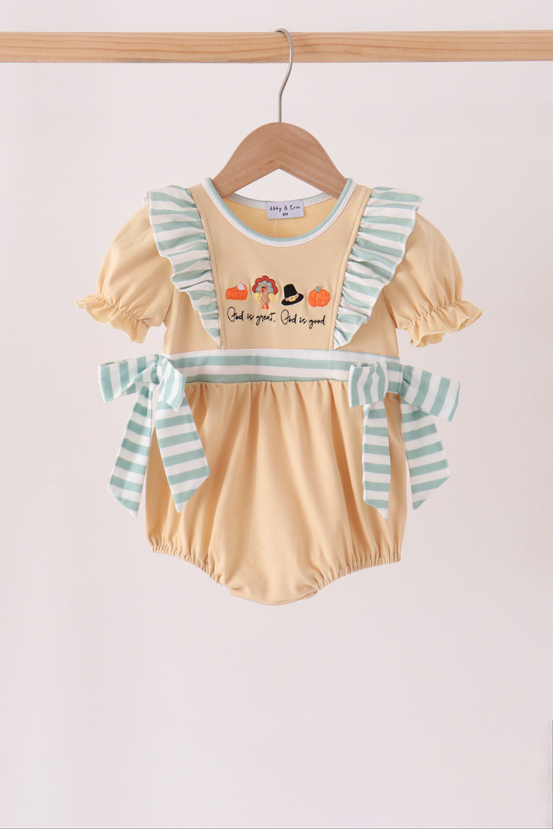 God is great god is good embroidery ruffle bubble