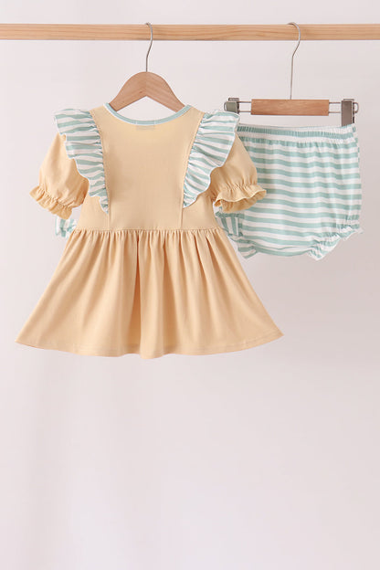 God is great god is good embroidery ruffle bloomer set
