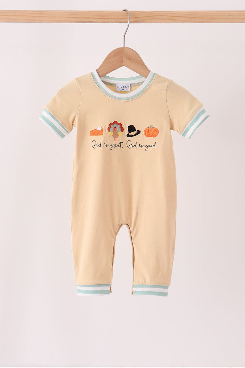 God is great god is good embroidery romper