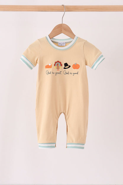 God is great god is good embroidery romper
