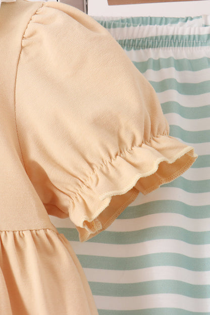 God is great god is good embroidery ruffle pants set