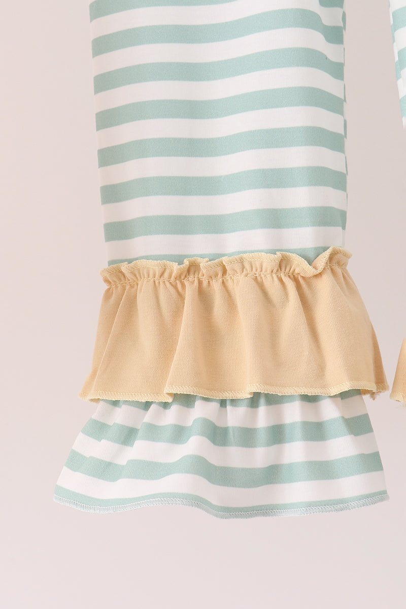 God is great god is good embroidery ruffle pants set