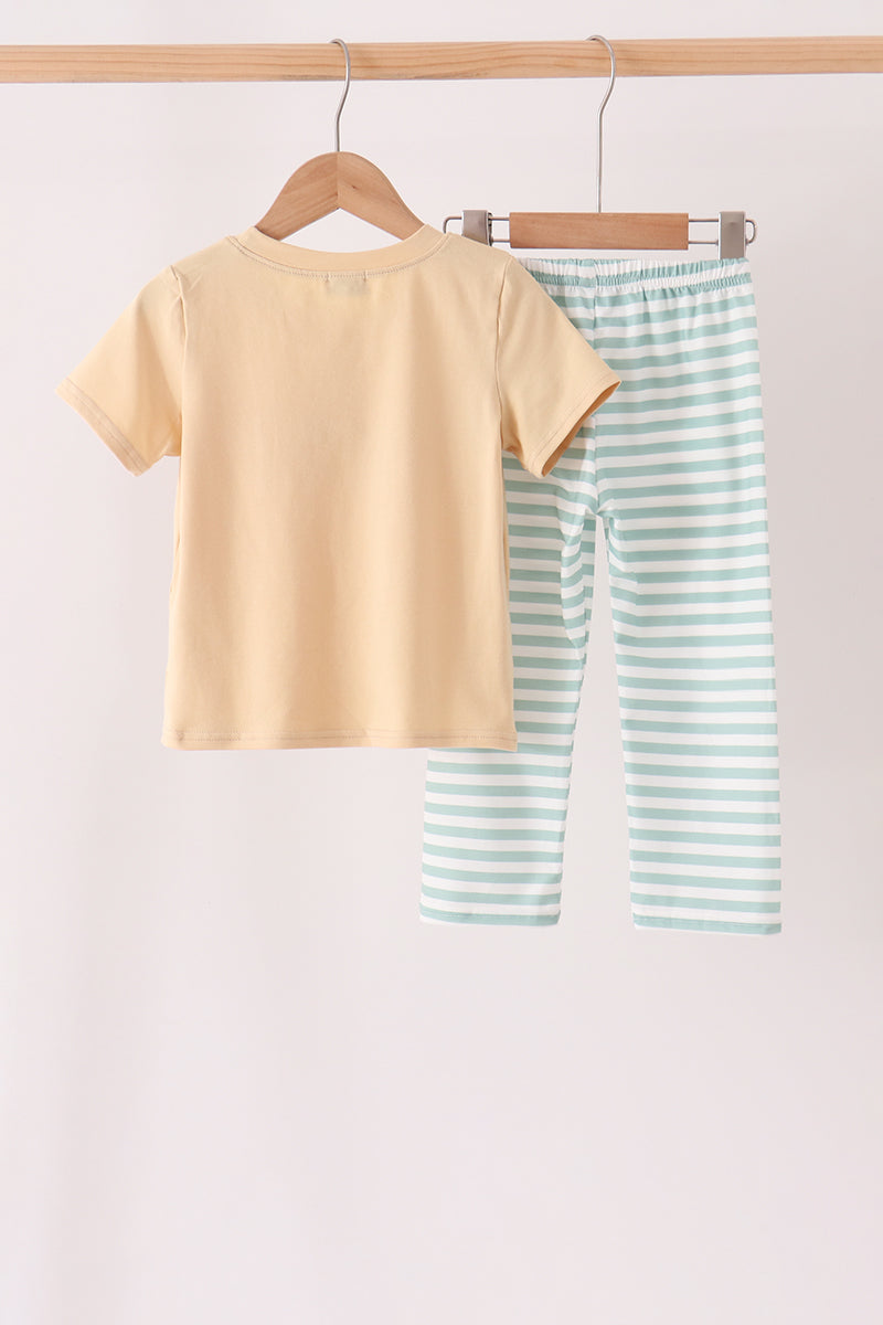 God is great god is good embroidery stripe pants set