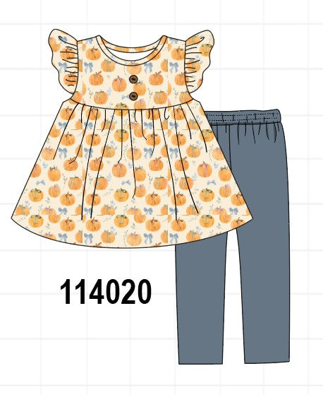 Pumpkin Bow Ruffle Pants Set