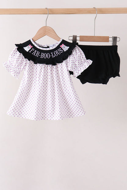 Black Ghost Embroidery Bloomer Set