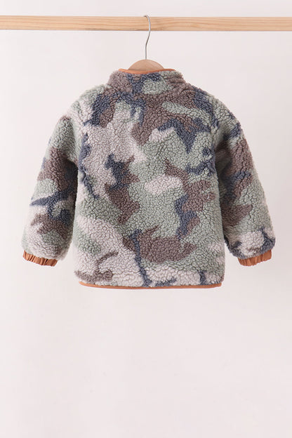 Neutral camouflage fleece jacket