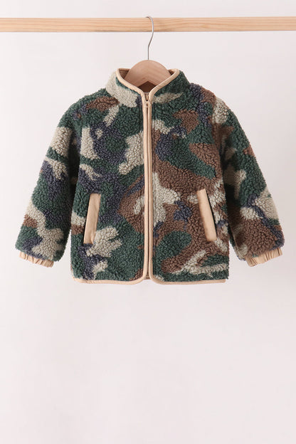 Forest camouflage fleece jacket