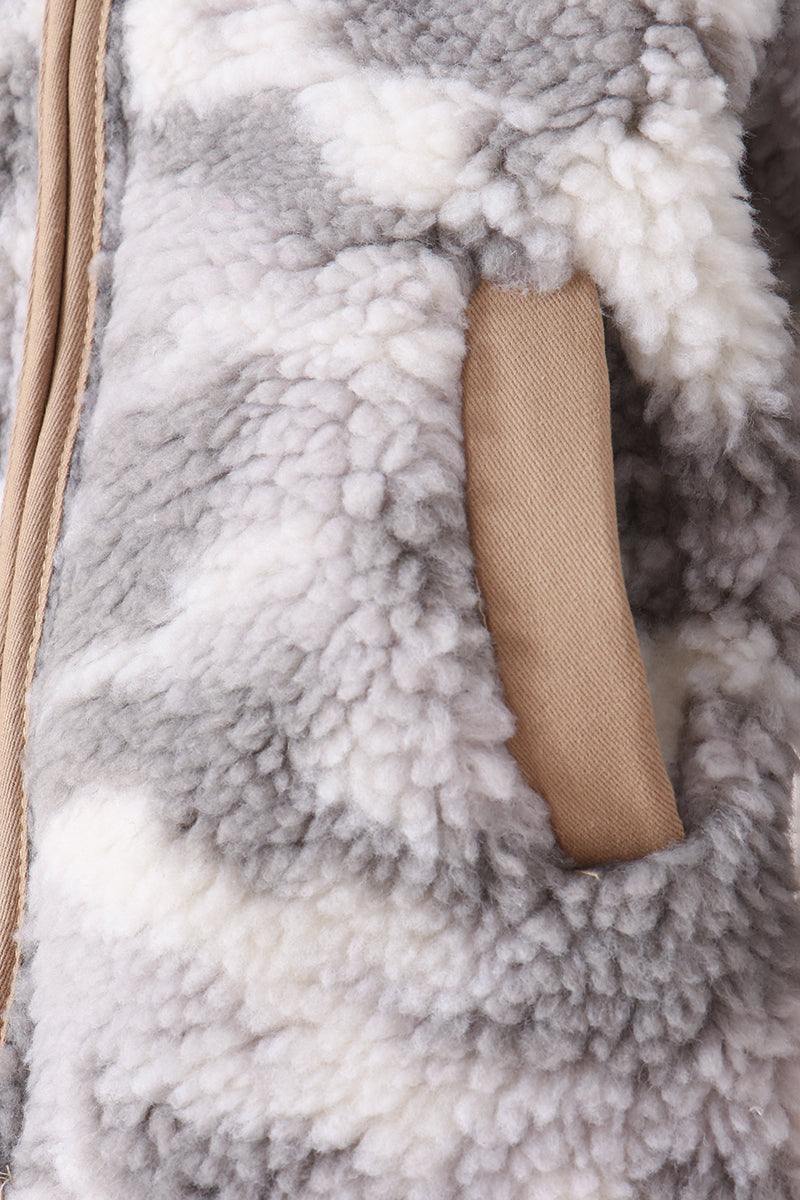 Grey camouflage fleece jacket