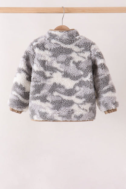 Grey camouflage fleece jacket