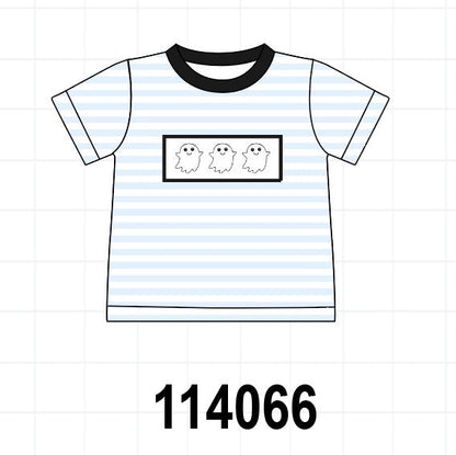 Blue Ghost Embroidery Stripe Top