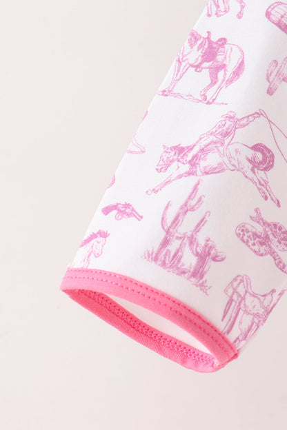 Pink Cowboy boots Smocked Pants Set