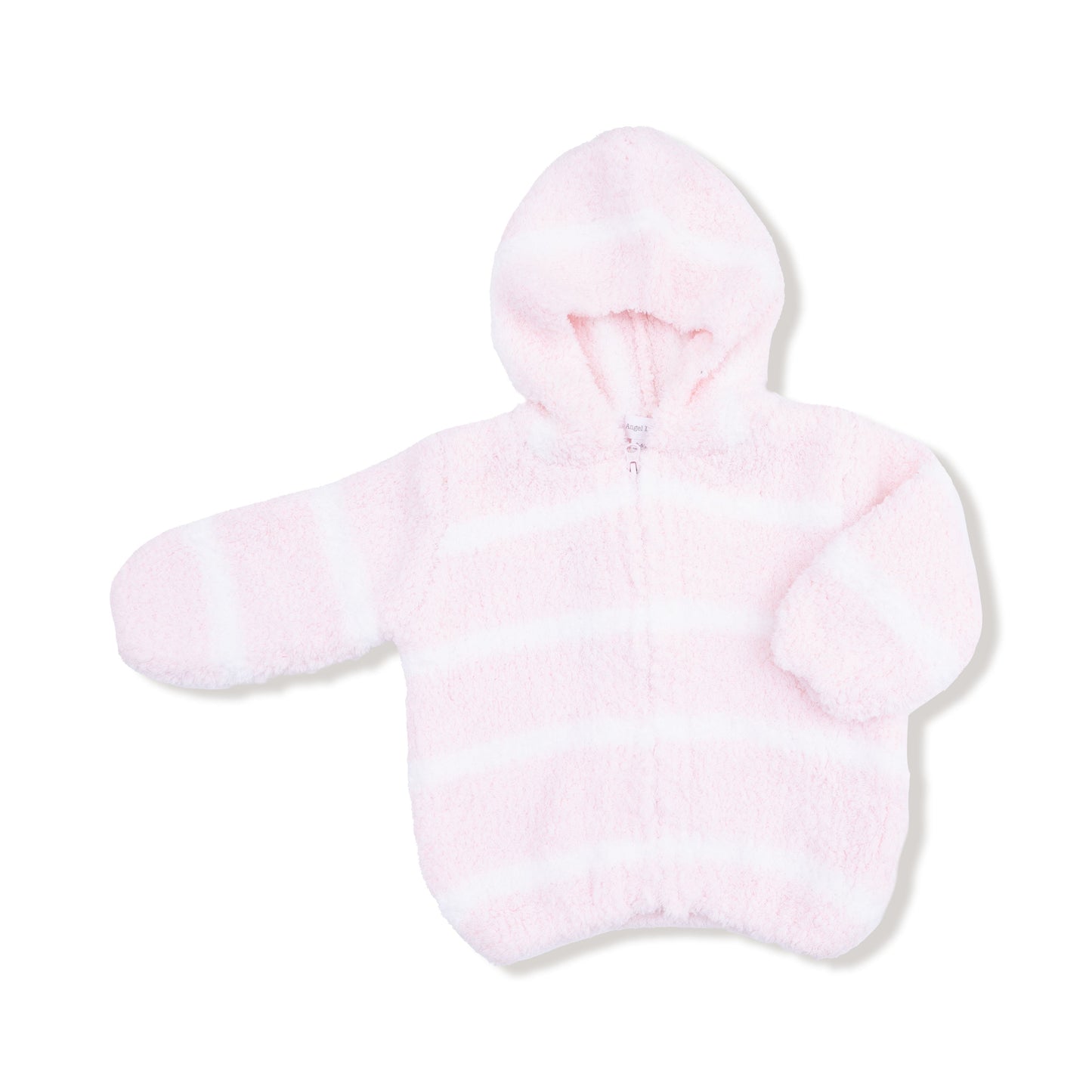 Chenille - Pretty Pink & Ivory Stripe Hooded Jacket