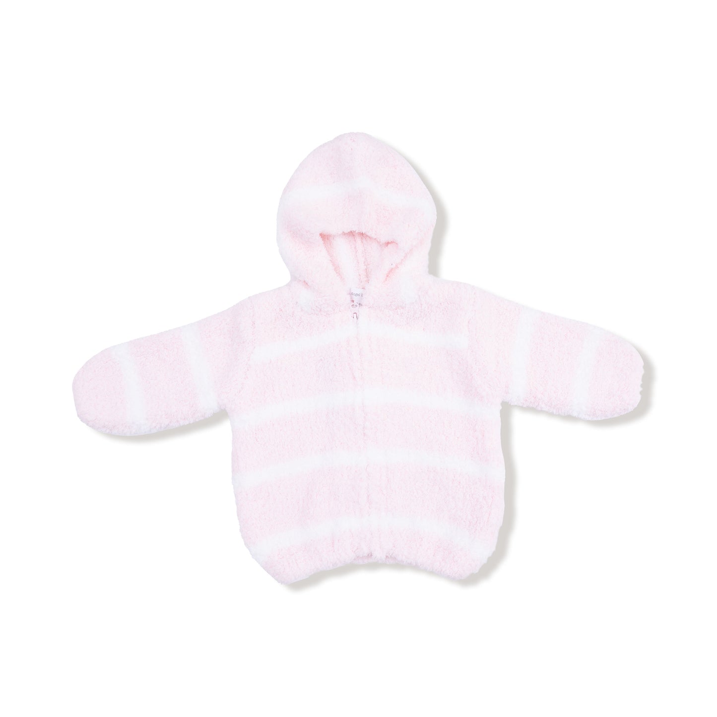 Chenille - Pretty Pink & Ivory Stripe Hooded Jacket