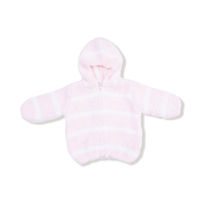 Chenille - Pretty Pink & Ivory Stripe Hooded Jacket