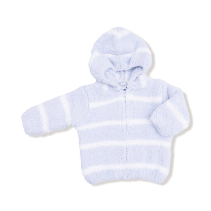 Chenille - Light Blue & Ivory Stripe Hooded Jacket