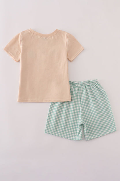 Beige french knot shorts set