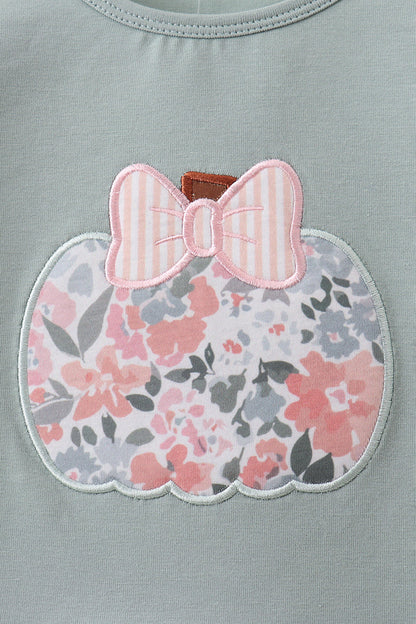 Sage Floral Pumpkin Applique Pants Set