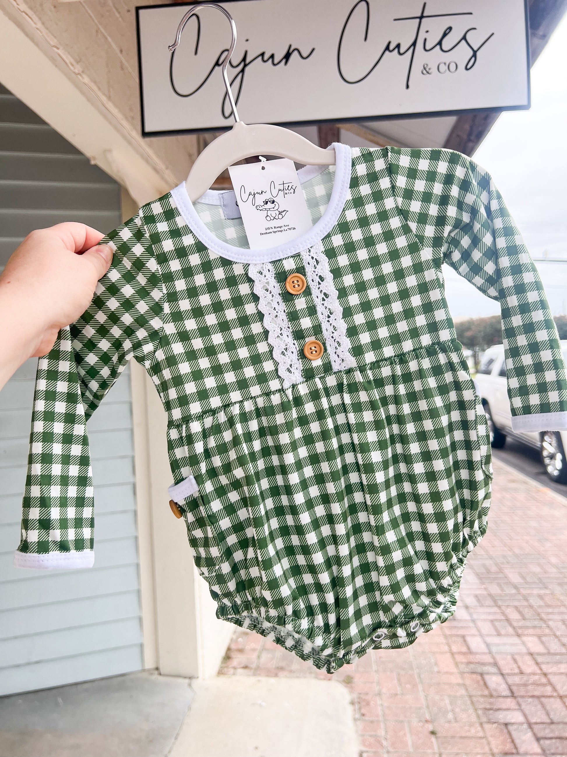 Green Plaid Bubble - Cajun Cuties & Co