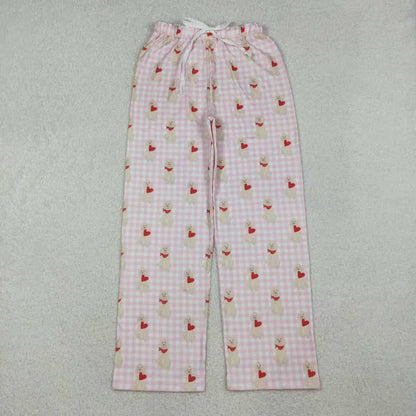 Mama and Me Girls Hearts Dogs Valentine Pajamas Set Ruffle Dress Zipper Romper Mamas Pants Bottom