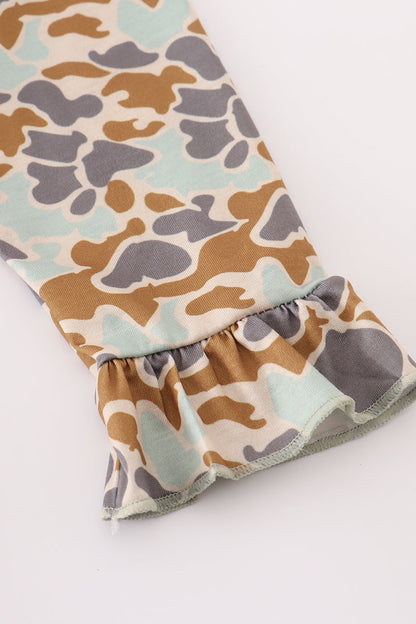 Halloween camouflage applique ruffle dress