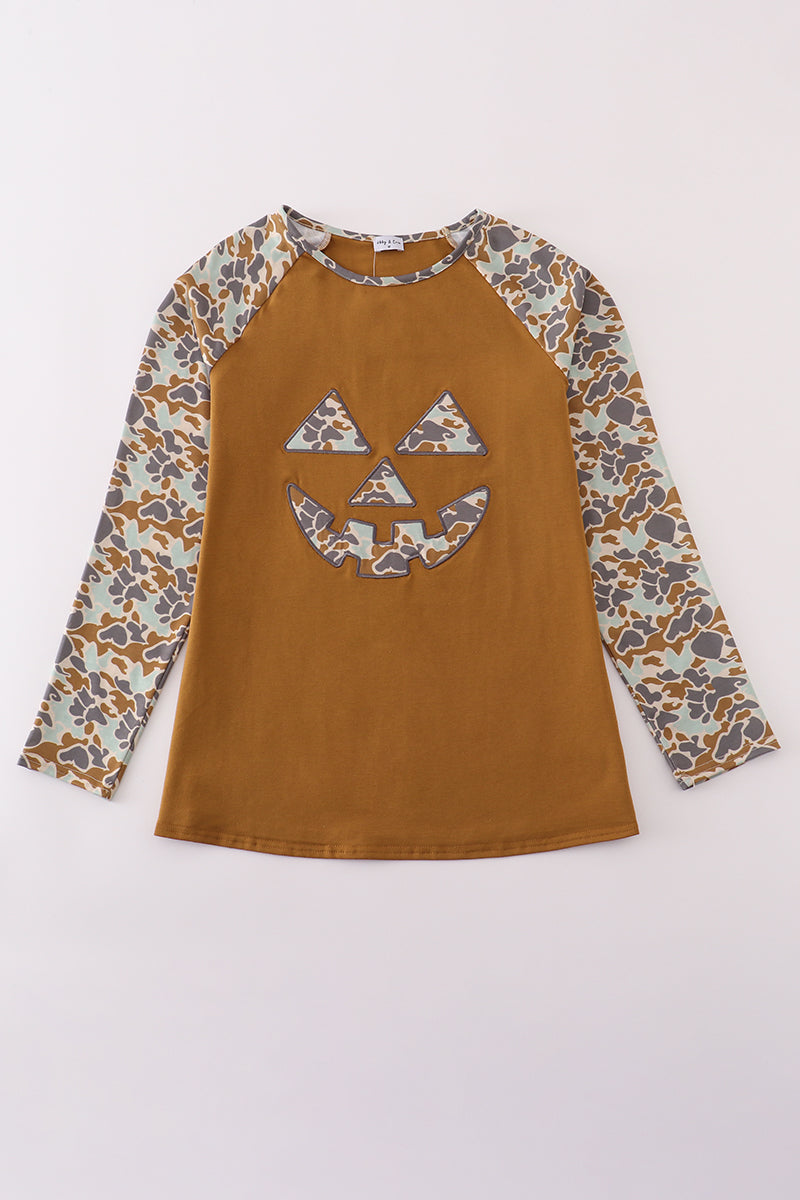 Halloween camouflage applique mom top