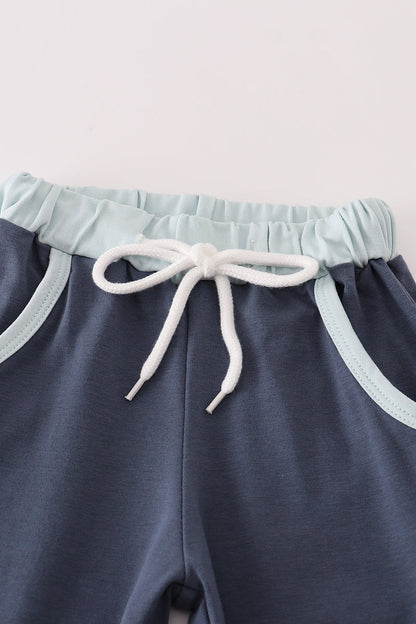 Blue embroidery pants set