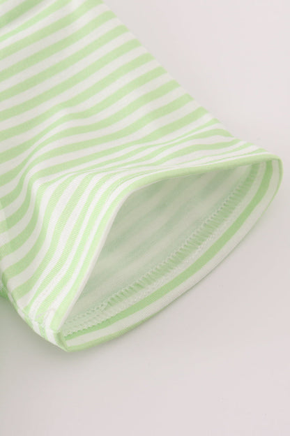 Green scarecrow embroidery stripe top