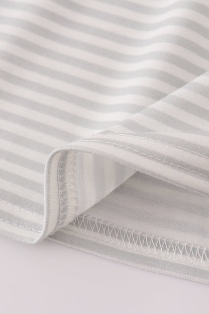 Puppy embroidery stripe dress