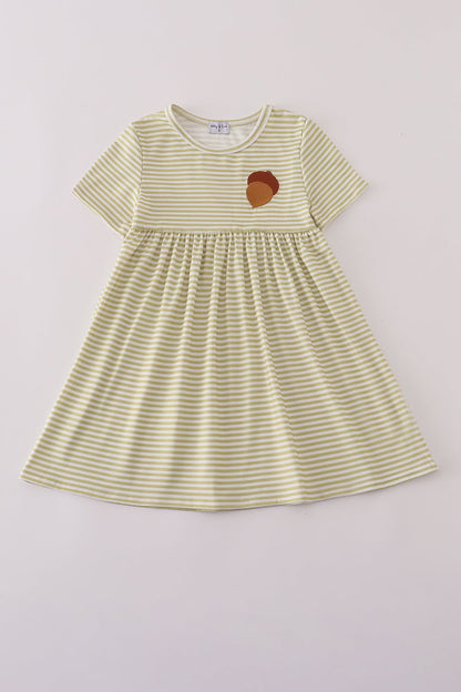 Pinecone embroidery stripe dress