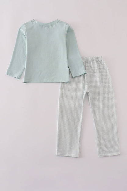 Blue boots embroidery pants set