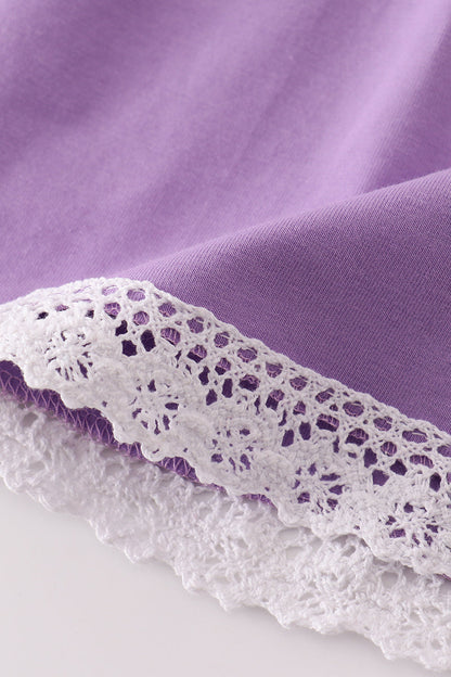 Purple spider embroidery ruffle dress