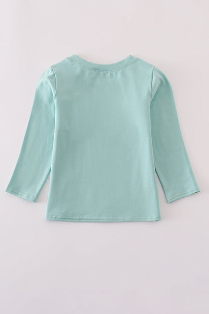 Green farm embroidery top