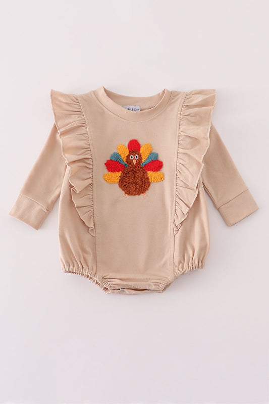 Beige turkey french knot ruffle bubble